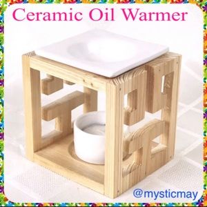 NEW 5” H Geometric ZEN Cube Wooden Essential Oil or Wax Tart Warmer Aromatherapy